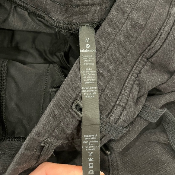 Lululemon Jogger Pant Men’s M Black Tapered Leg Sweatpants Drawstring Waist - Picture 4 of 7